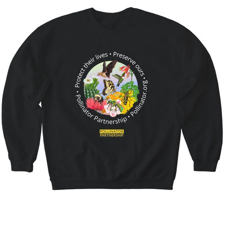 Our Future Flies with Pollinators- Dark, a Black Softstyle Crewneck Sweatshirt
