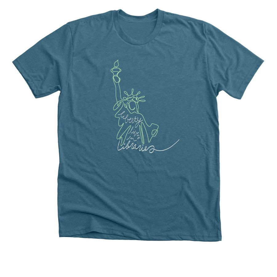 We the Readers - Liberty, a Heather Deep Teal Premium Unisex Tee