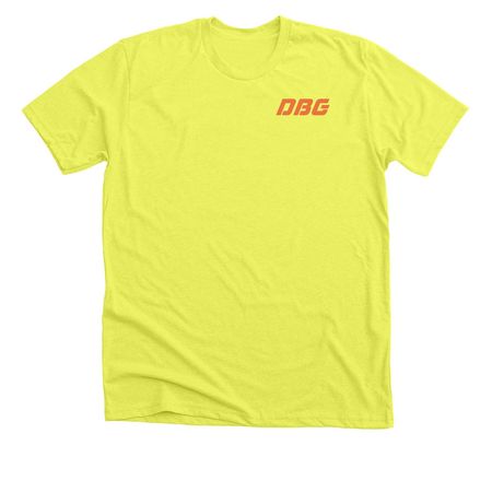 Retro Rhib, a Neon Yellow Premium Unisex Tee (back-view)