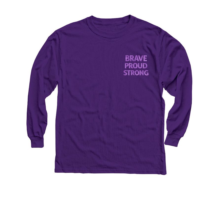 Brave Proud Strong, a Purple Youth Long Sleeve Tee