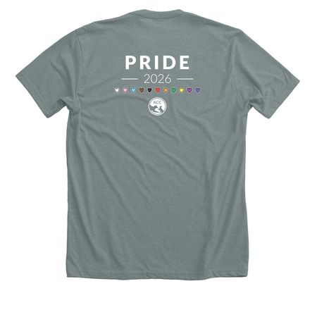 Boroughbred Pride 2026, a Heather Blue Storm Premium Unisex Tee (back-view)