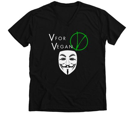 V For Vegan, a Solid Black Blend Premium V-Neck Tee