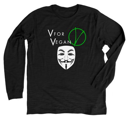 V For Vegan, a Solid Black Blend Premium Long Sleeve Tee