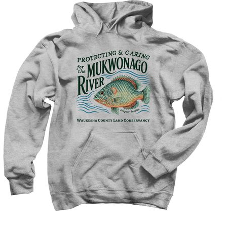 Protecting & Caring for the Mukwonago River, a Sport Grey Pullover Hoodie