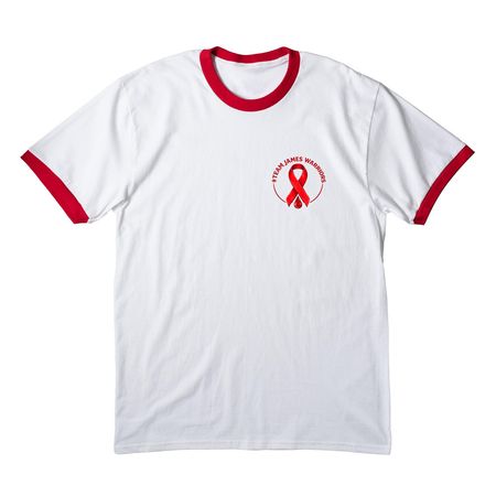 The James Warriors, a White/ Red Cotton Ringer Tee