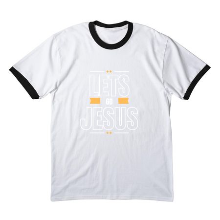 Lets Go Jesus, a White/ Jet Black Cotton Ringer Tee