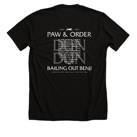 Paw & Order, a Solid Black Blend Premium Unisex Tee (back-view)