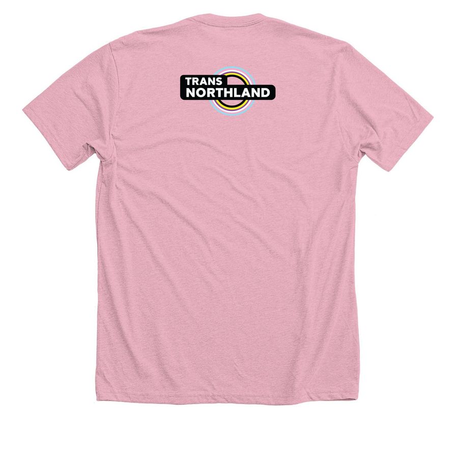 'Safe with Me' Trans Apparel, a Heather Pink Premium Unisex Tee (back-view)