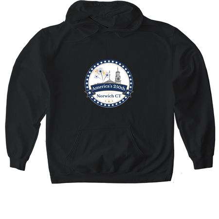 America's 250th Norwich CT, a Black Gildan Softstyle Pullover Hoodie