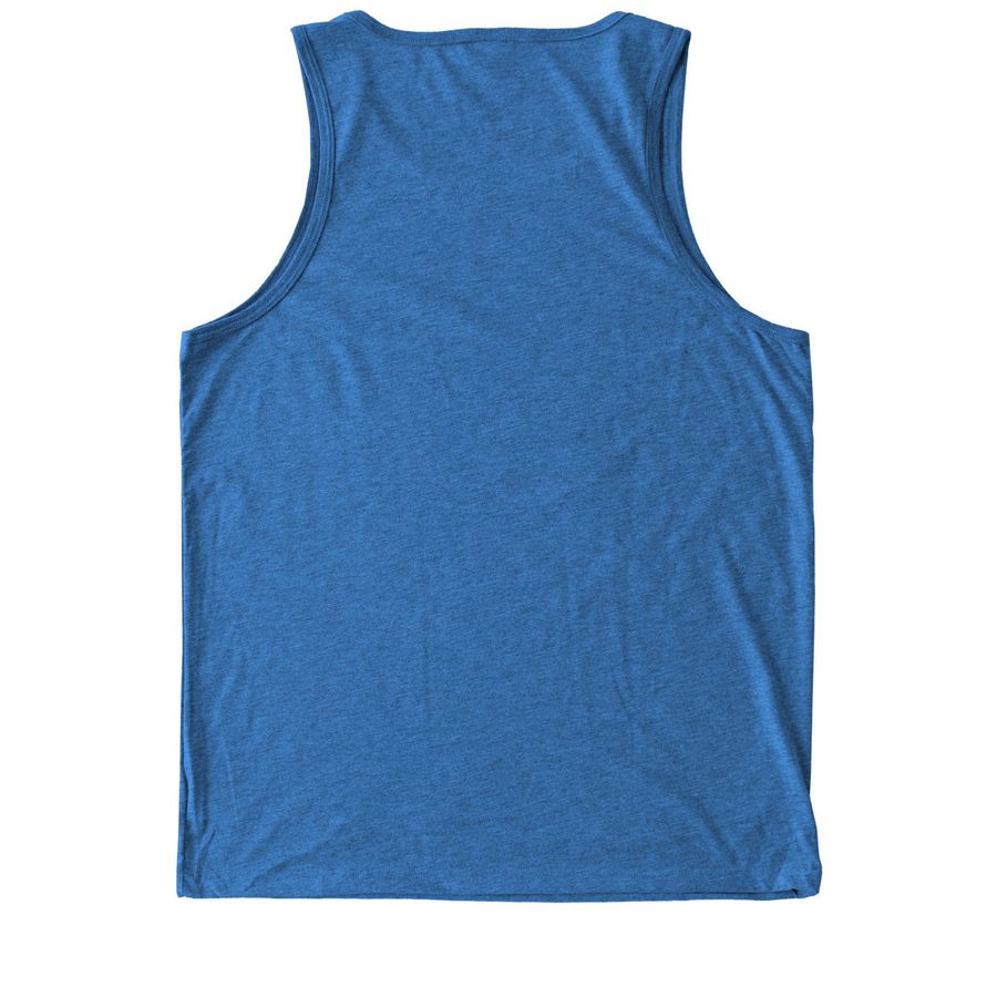 Borders (Bright Colors/Black Text), a Azure Blue Allmade Eco Triblend Tank (back-view)