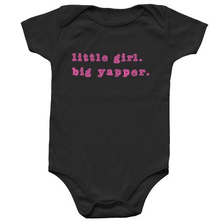 Little Girl. Big Yapper. Infant Onesie, a Black Infant Onesie