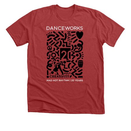 Danceworks Mad Hot Rhythm 20th Anniversary, a Heather Canvas Red Premium Unisex Tee