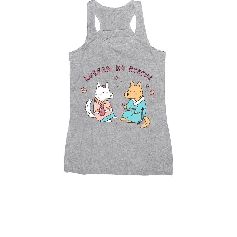 KK9R: Jindo Friends in Summer Hanbok, a Athletic Heather Women's Racerback