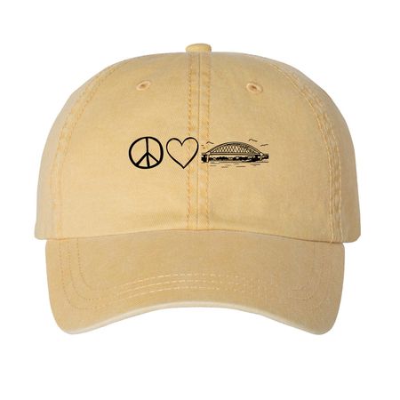 Hastings Progressives ? Hat, a Mustard Printed Pigment Dye Baseball Cap