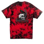 HinderedSoul FirstLine Merch, a Black/ Red Crystal Tie Dye Tee (back-view)