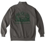 Save Lake Desire, a Grey Comfort Colors Quarter Zip Pullover (back-view)