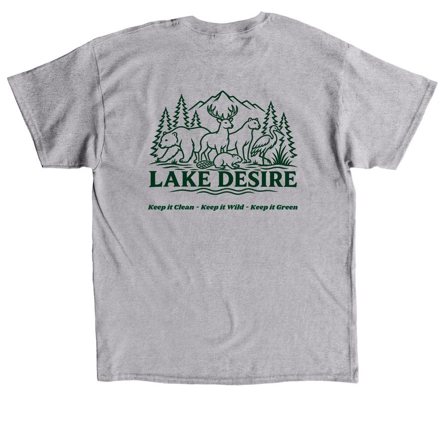 Save Lake Desire, a Sport Grey Classic Unisex Tee (back-view)