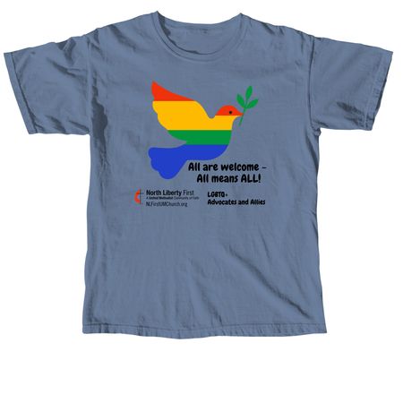 North Liberty First UMC Pride Month, a Blue Jean Comfort Colors Unisex Tee