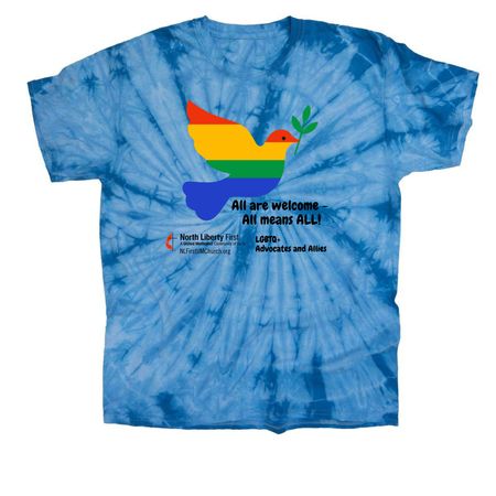 North Liberty First UMC Pride Month, a Baby Blue Classic Tie Dye Tee
