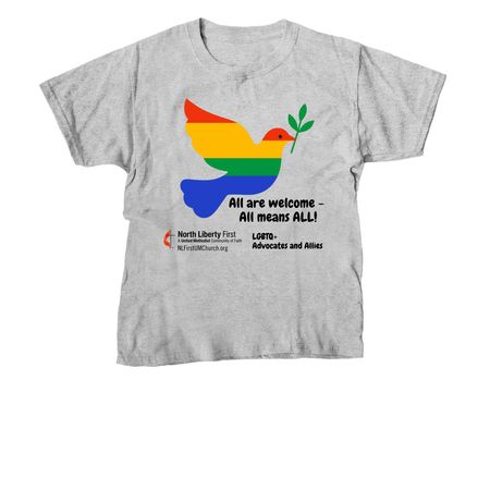 North Liberty First UMC Pride Month, a Sport Grey Youth Unisex Tee