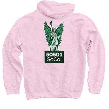 Back-print SoCal Angel Hoodie, a Light Pink Pullover Hoodie