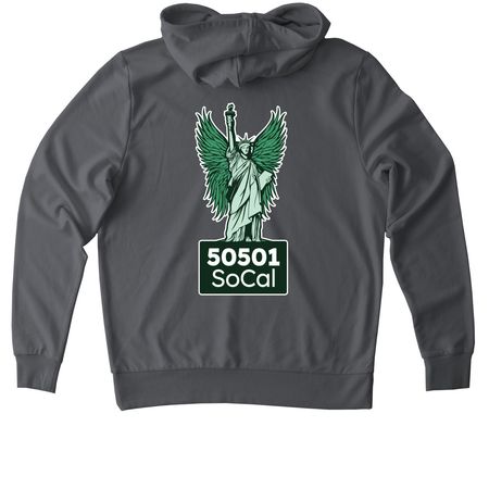 Back-print SoCal Angel Hoodie, a Terrain Grey Allmade Organic French Terry Pullover Hoodie