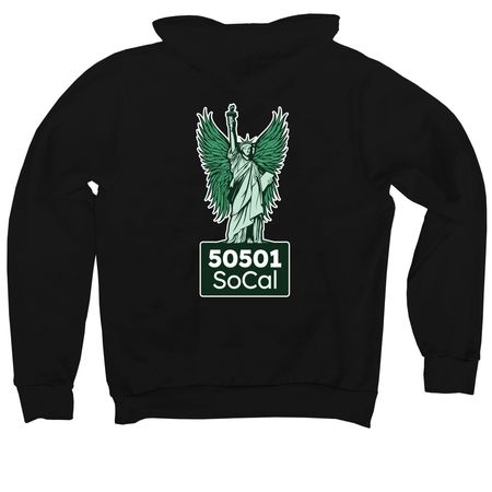 Back-print SoCal Angel Hoodie, a Black Premium Pullover Hoodie