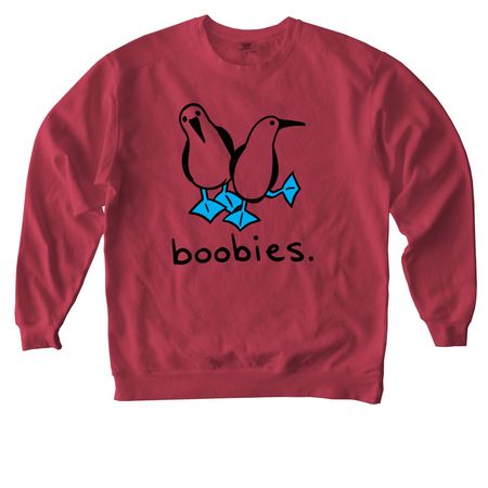 Two Boobies (Dark w/ Blue Feet), a Crimson Comfort Colors Crewneck Sweatshirt