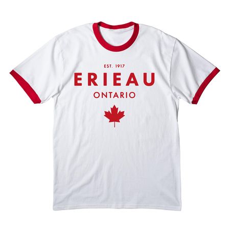 Erieau Classic - Ringer Tee, a White/ Red Cotton Ringer Tee
