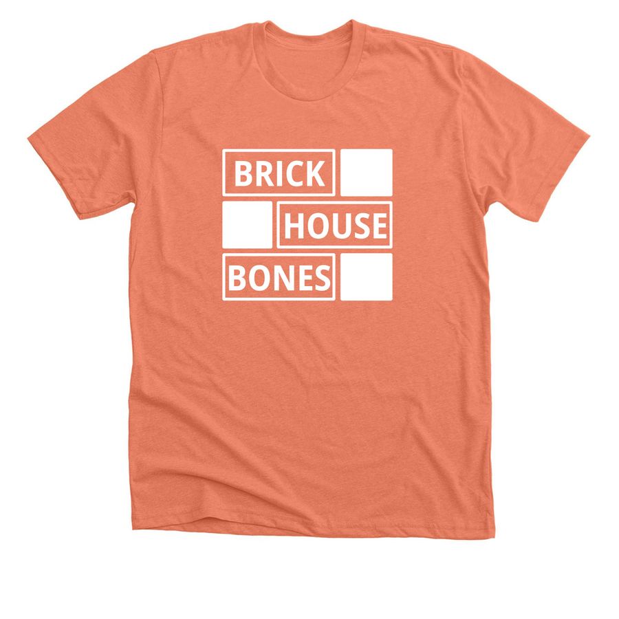 Official Brick House Bones clothing., a Heather Sunset Premium Unisex Tee