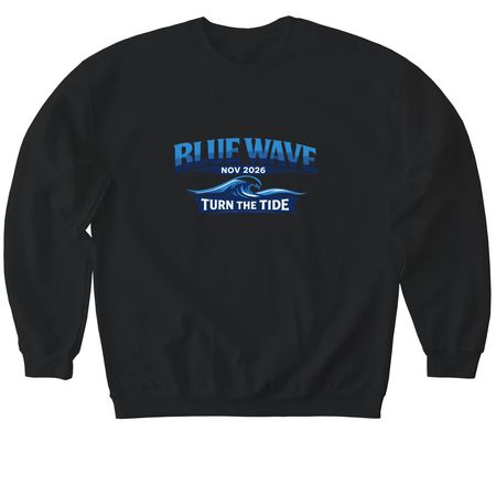 Blue Wave 26, a Black Softstyle Crewneck Sweatshirt