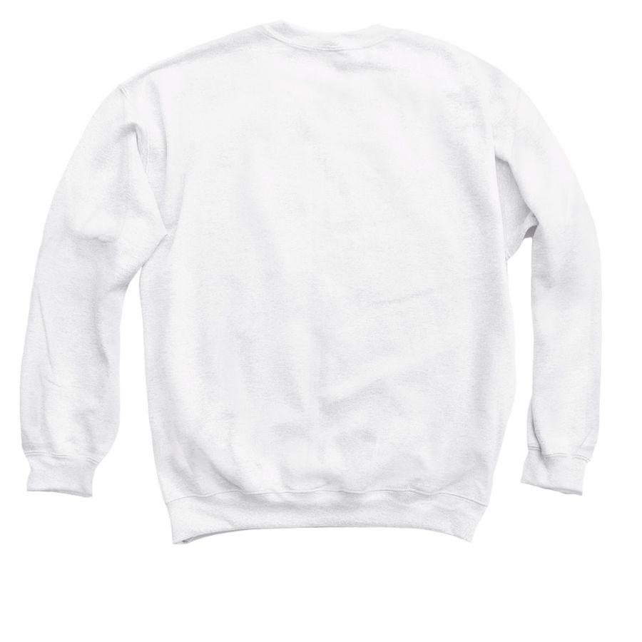 Court Stamps (light color options), a White Crewneck Sweatshirt (back-view)