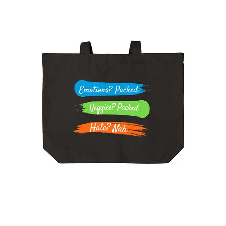 Hate? Nah., a Deep Black Cotton Canvas Tote Bag