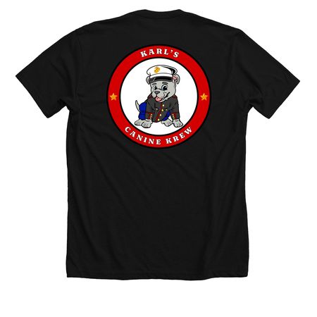 Karl's Krew Logo on Back, a Solid Black Blend Premium Unisex Tee (back-view)