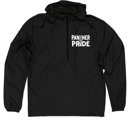 Panther Pride Jacket (Front&Back-White), a Black Quarter-Zip Windbreaker