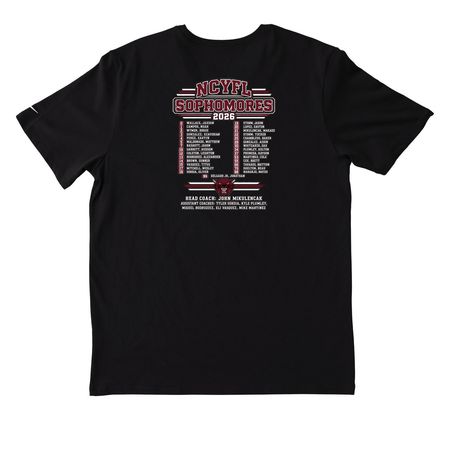 Sophomore Football Roster, a Black Nike Dri-FIT Jersey Blend Performance Tee (back-view)