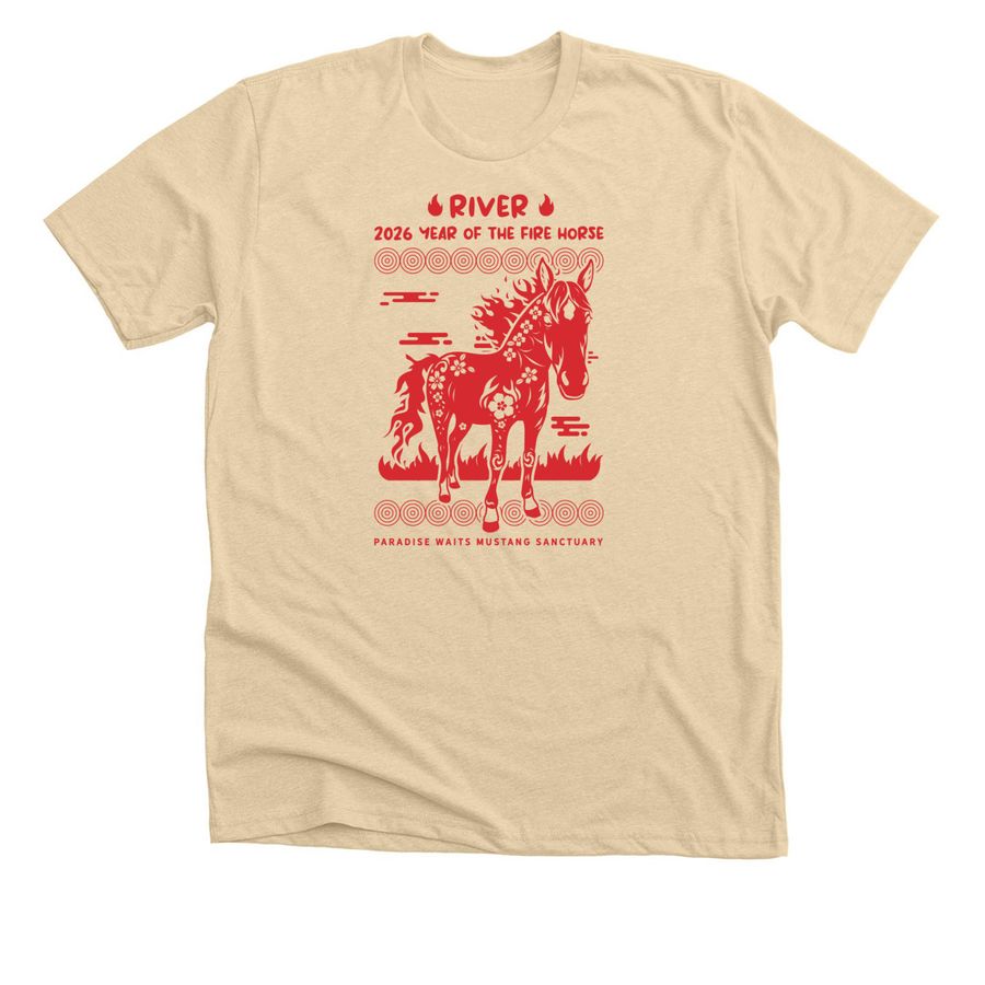 River - Year of the Fire Horse, a Heather Soft Cream Premium Unisex Tee