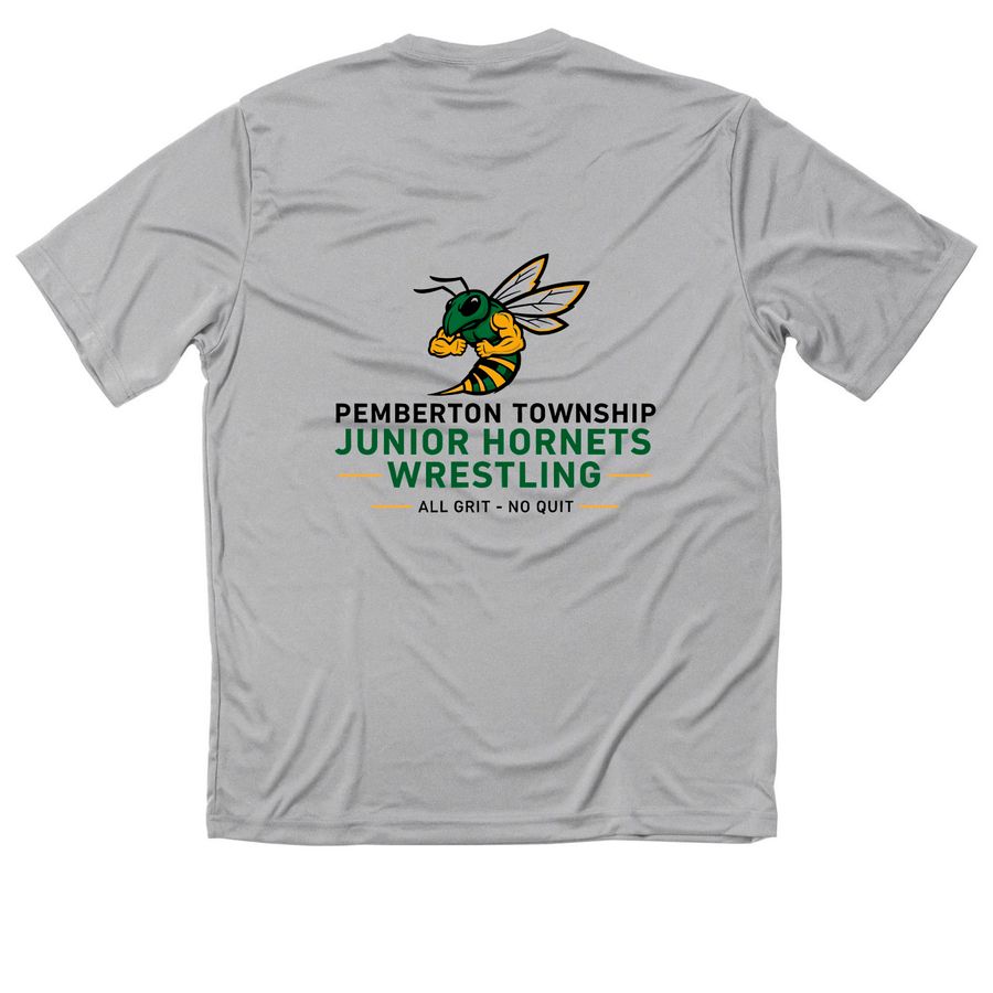 Jr Hornets Wrestling, a Silver Classic Performance Tee (back-view)