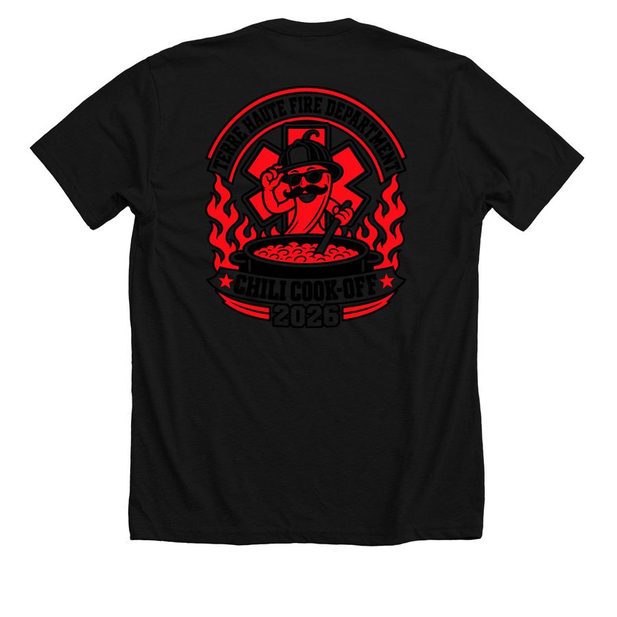 Chili Cook off, a Solid Black Blend Premium Unisex Tee (back-view)