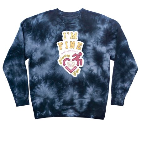 "I'm Fine", a Black Tie Dye Crewneck Sweatshirt