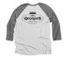 1980's retro logo, a Premium Heather and Heather White 3/4 Sleeve Baseball Tee (back-view)