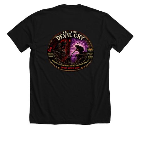 Let The Devil Cry&nbsp;, a Solid Black Blend Premium Unisex Tee (back-view)