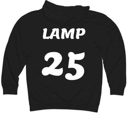 The Lamp Hoodie, a Black Midweight Pullover Hoodie (back-view)