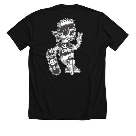MY NAME IS: EL BARTO, a Solid Black Blend Premium Unisex Tee (back-view)