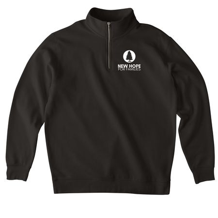 Love Shows Up- Dark, a Black Midweight Quarter Zip Pullover