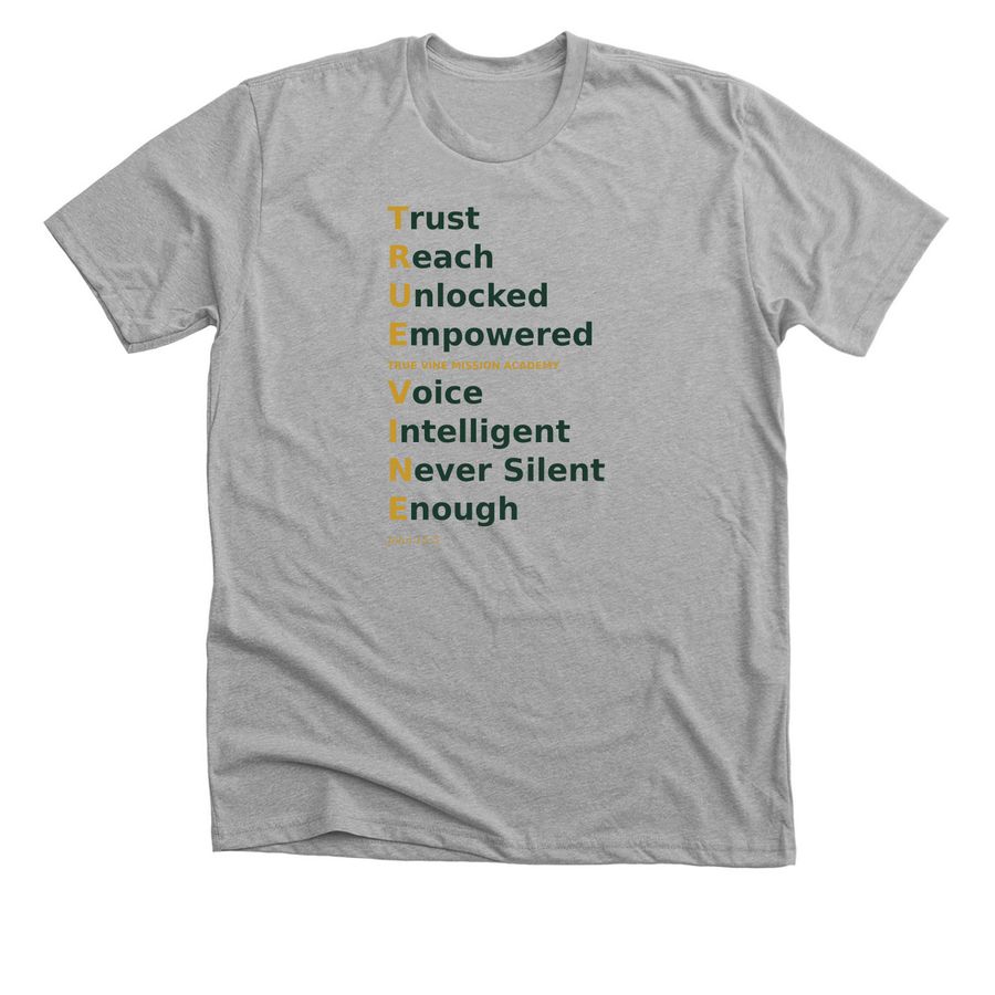 True Vine Mission Acrostic, a Athletic Heather Premium Unisex Tee