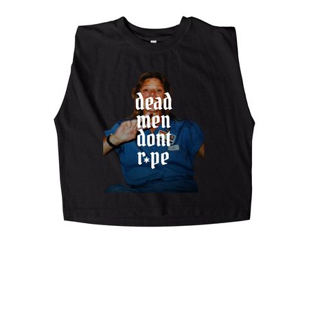 D*AD MEN DON'T R*PE, a True Black Women's Heavyweight Garment Dye Muscle Tee
