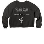 2026 Nutcracker Rehearsal Merch, a Dark Grey Women's Premium Cropped Raglan Sweatshirt (back-view)