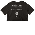 2026 Nutcracker Rehearsal Merch, a Black Women?s Cropped Cotton Tee (back-view)