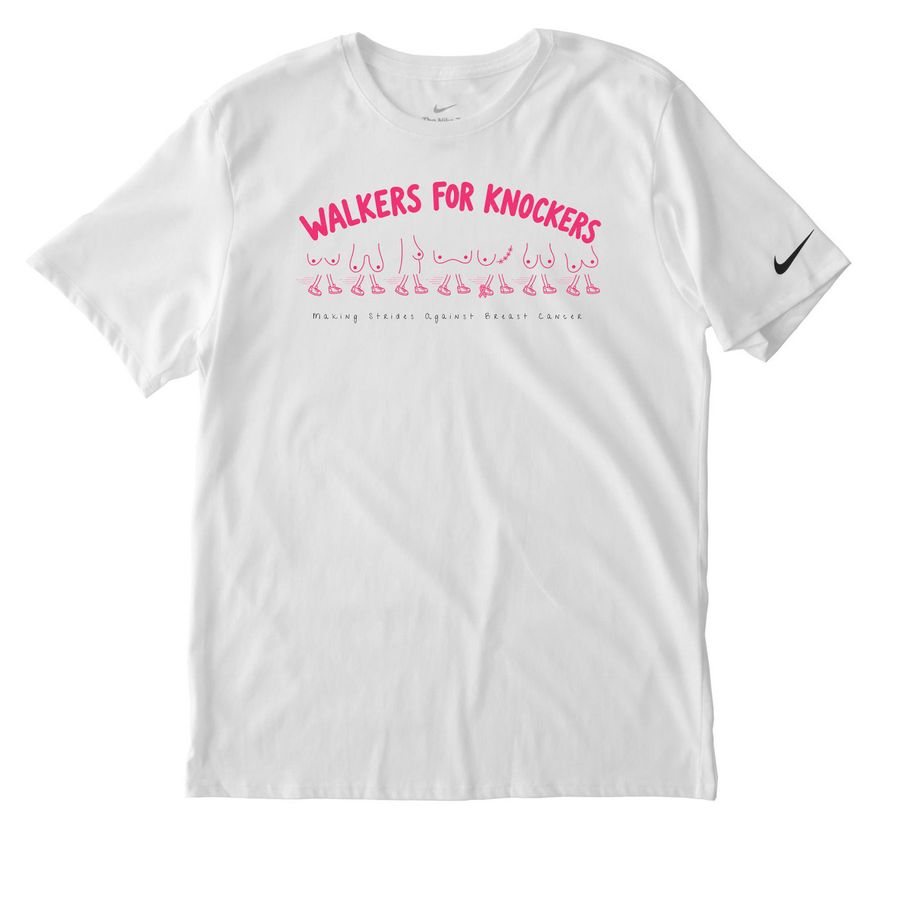 Walkers For Knockers, a White Nike Dri-FIT Jersey Blend Performance Tee